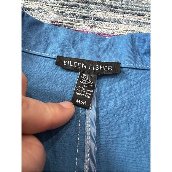 Eileen Fisher light weight blue cotton blend coat jacket size M - Picture 4 of 10